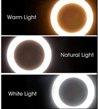 Ring Lights 10" Portable LED Selfie Lights (26cm) for Camera, Phone, TIK Tok, YouTube Video Shooting. Makeup Ring Light Foldable and Lightweight. 7 feet Long. 3 Color Modes LED Light